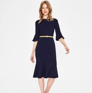 Boden Navy Blue Flippy Pencil Dress Flare Half Sleeve Size 4